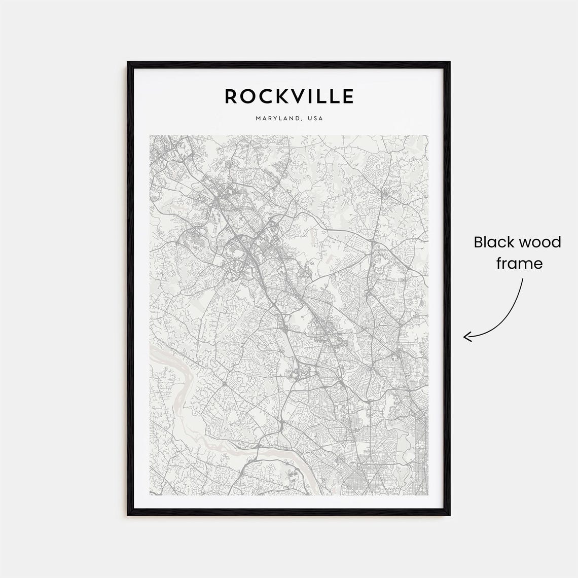 Rockville Map Poster Rockville Map Print Rockville Personalized Map Art Rockville Wall Art Rockville Travel Print Maryland Usa - Image 3