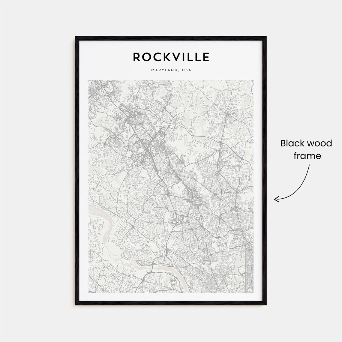 Rockville Maryland Minimalist Street Map Suburban City Travel Poster - Image 3