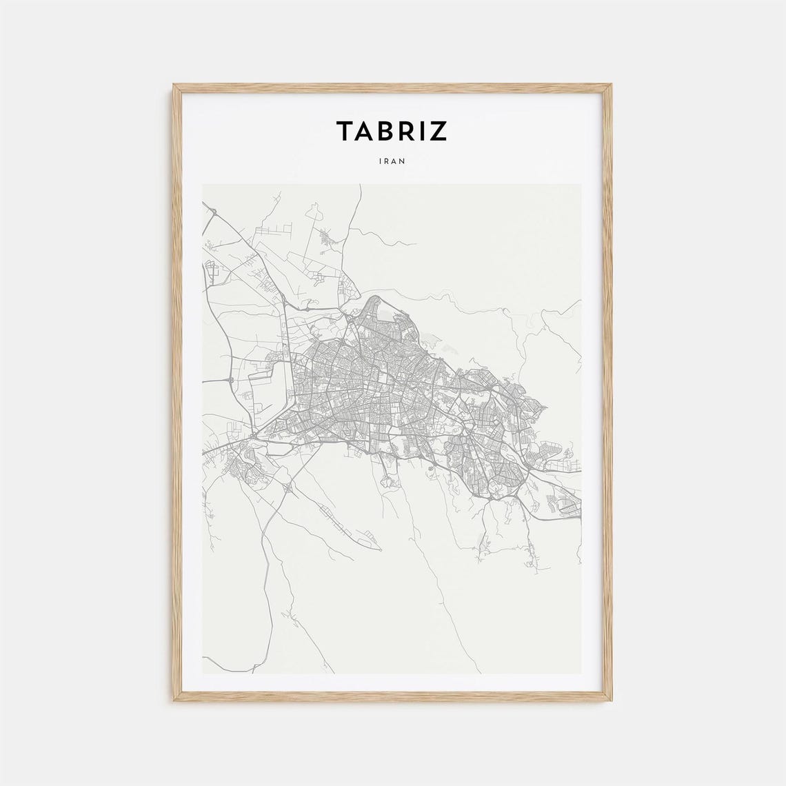 Tabriz Iran Minimal Elegant Cream City Map Travel Decor Poster