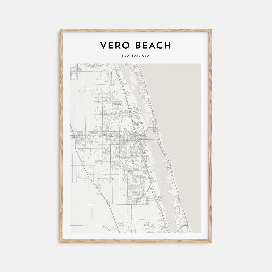 Vero Beach Florida Elegant Minimalist Coastal Map Art Poster