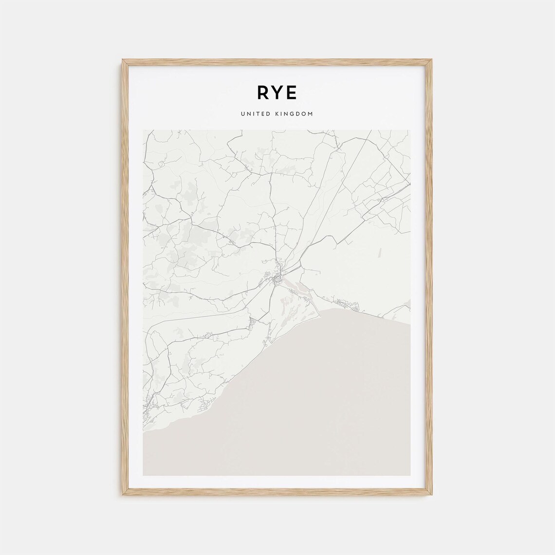 Rye United Kingdom Minimalist Street Map English Coastal Town Poster