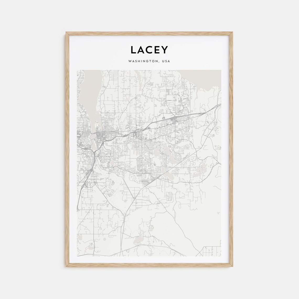 Lacey Washington USA Minimalist City Street Map Line Art Print