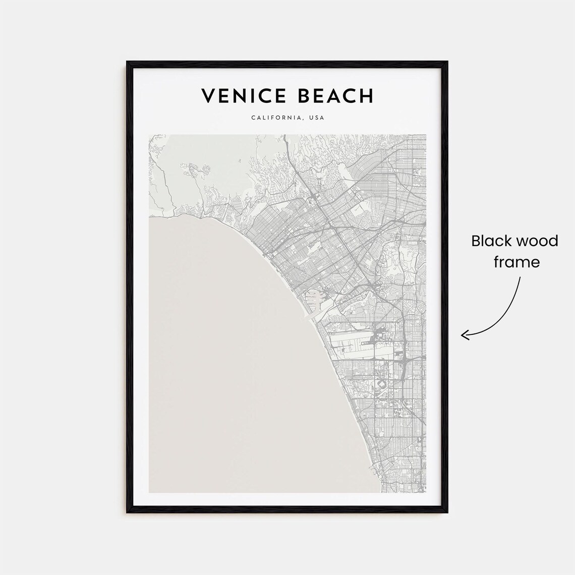 Venice Beach California USA Minimalist Street Map Line Art Poster - Image 3