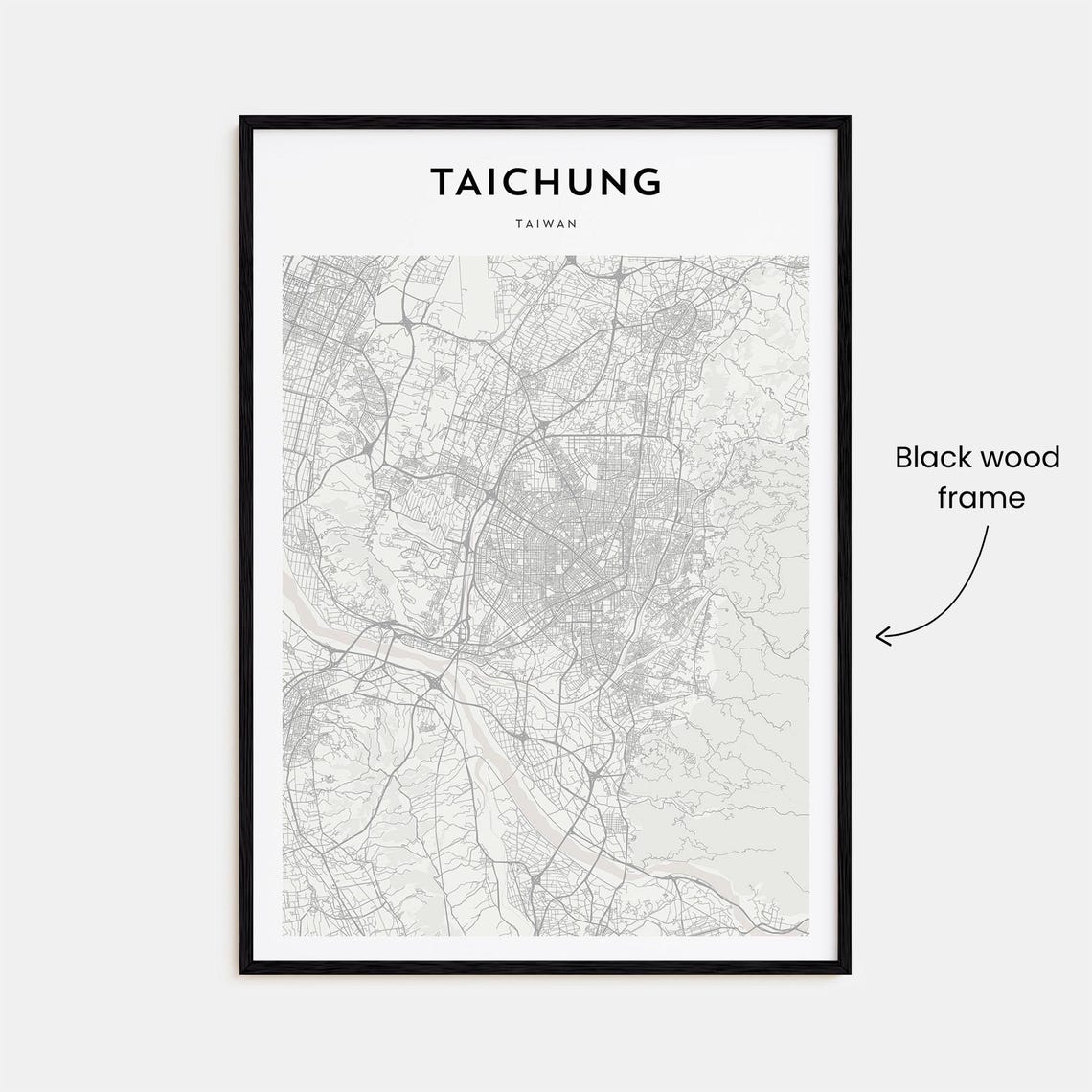 Taichung Taiwan City Street Map Scandinavian Minimalist Poster - Image 3