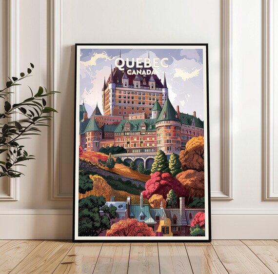 Old Quebec Canada Chateau Frontenac Autumn Colors Travel Poster