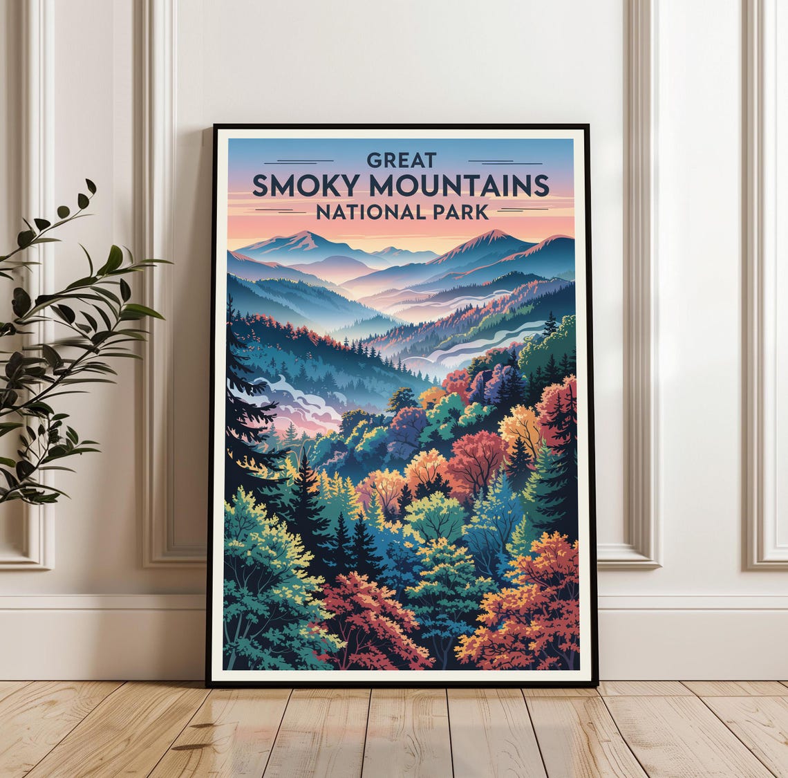 Great Smoky Mountains Sunset Layers National Park Travel Poster