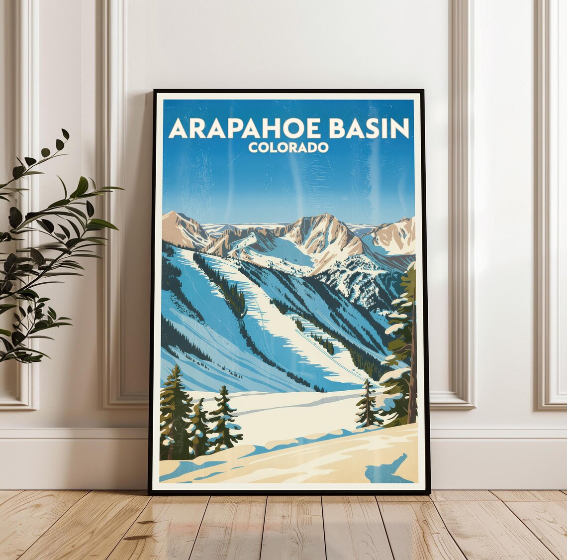 Arapahoe Basin Colorado Snowy Ski Slopes Rocky Mountain Travel Poster