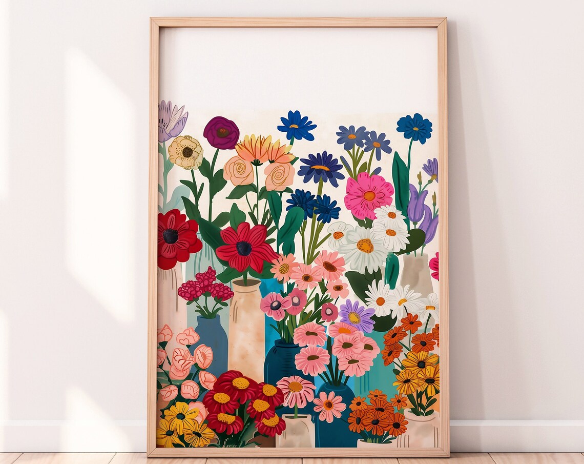 Flower In A Vase Illustration, Botanical Art Print