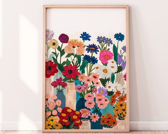 Flower In A Vase Illustration, Botanical Art Print