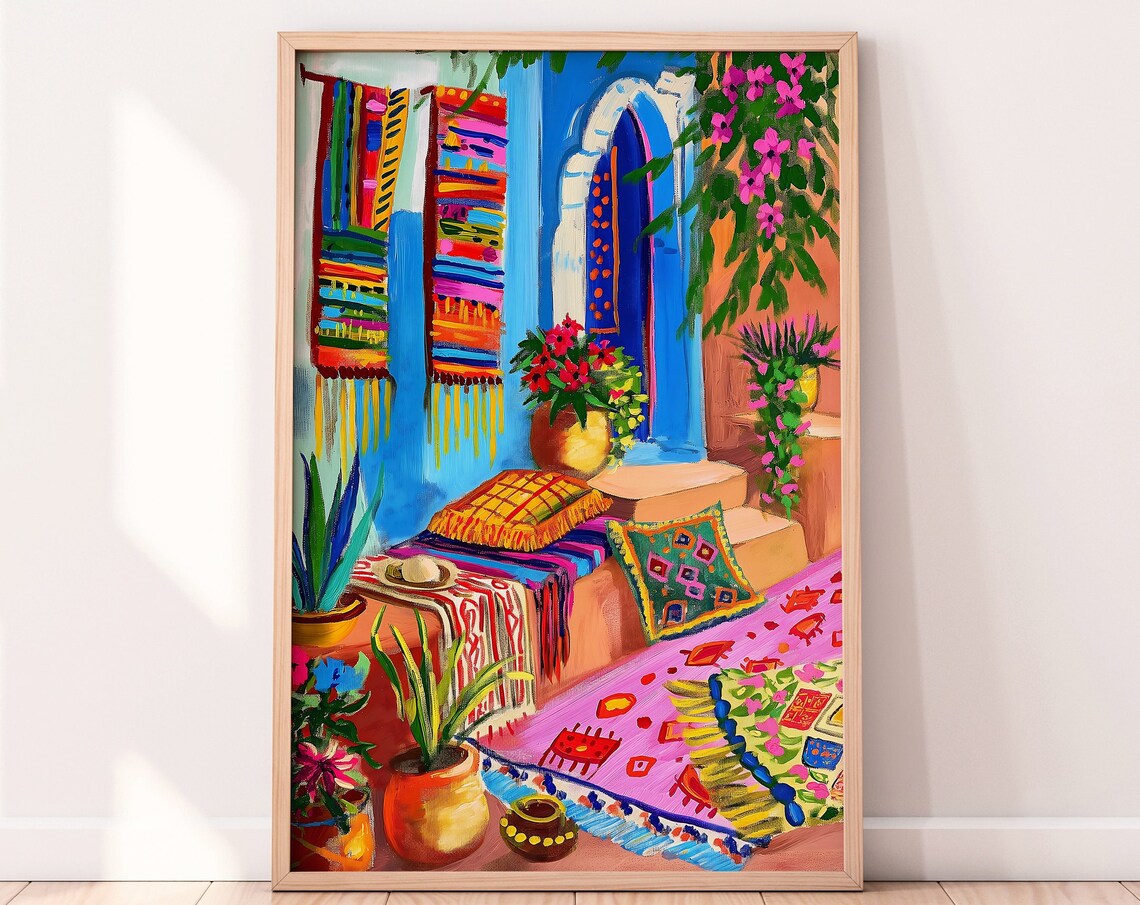 Chefchaouen Morocco Travel Poster, Blue City