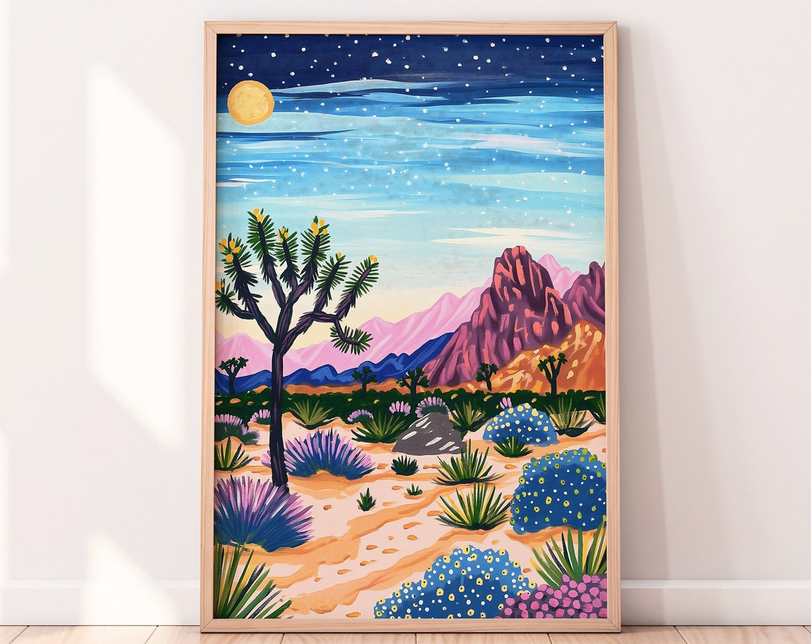 Joshua Tree National Park Starry Night Desert Landscape Wall Art