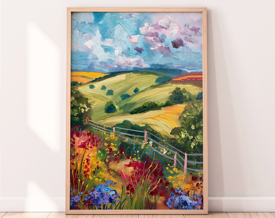 English Countryside Landscape Print, England Travel Scenery