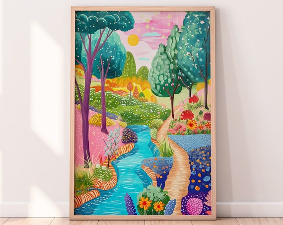 Abstract Pink Forest Art Print, Botanical Scenery