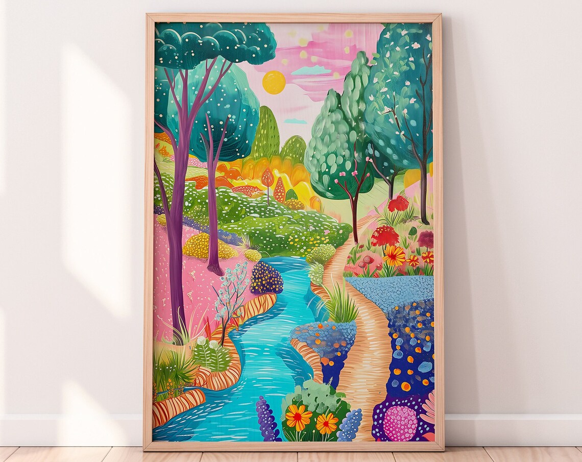 Abstract Pink Forest Art Print, Botanical Scenery