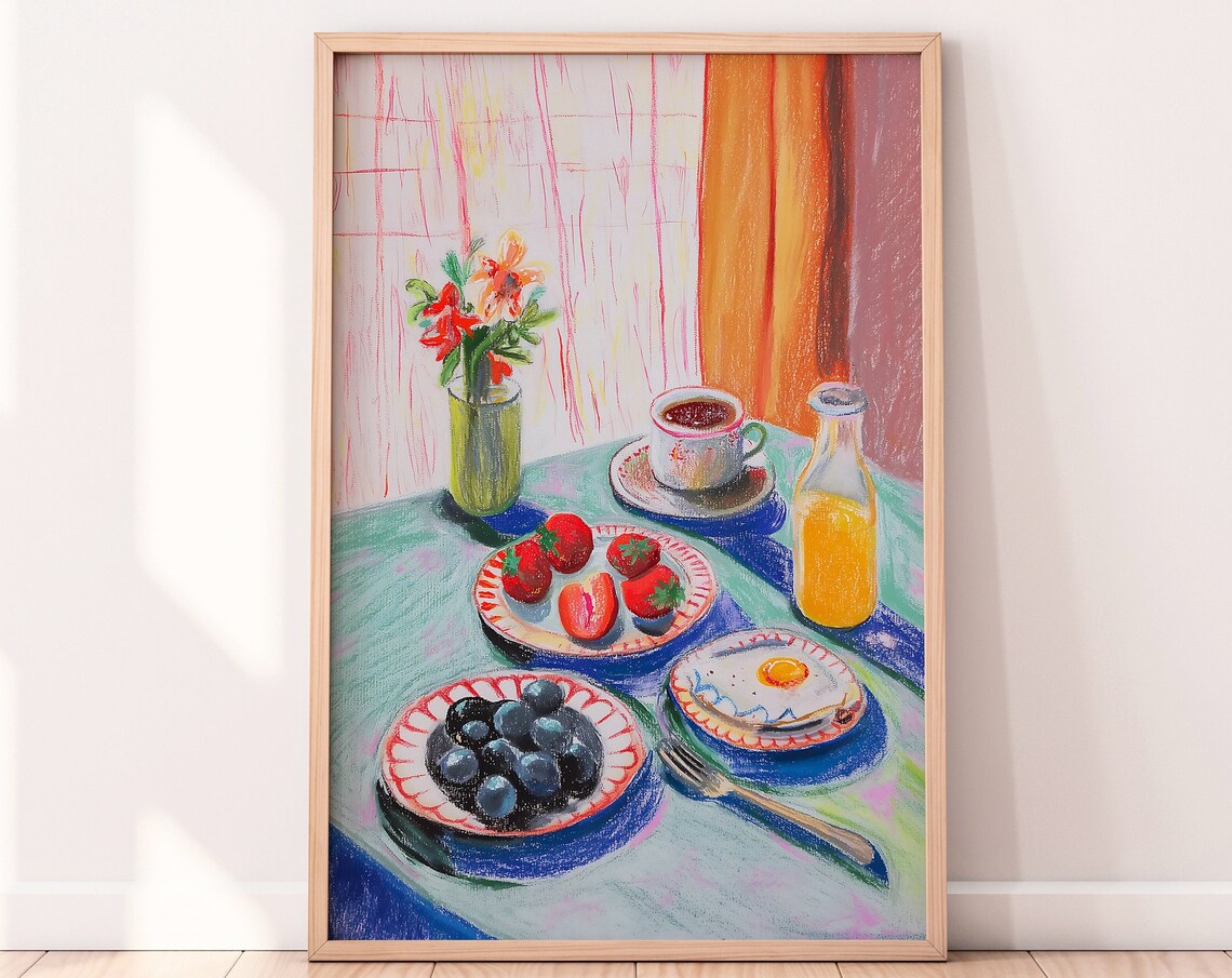 Breakfast Illustration Art Print, Kitchen Decor