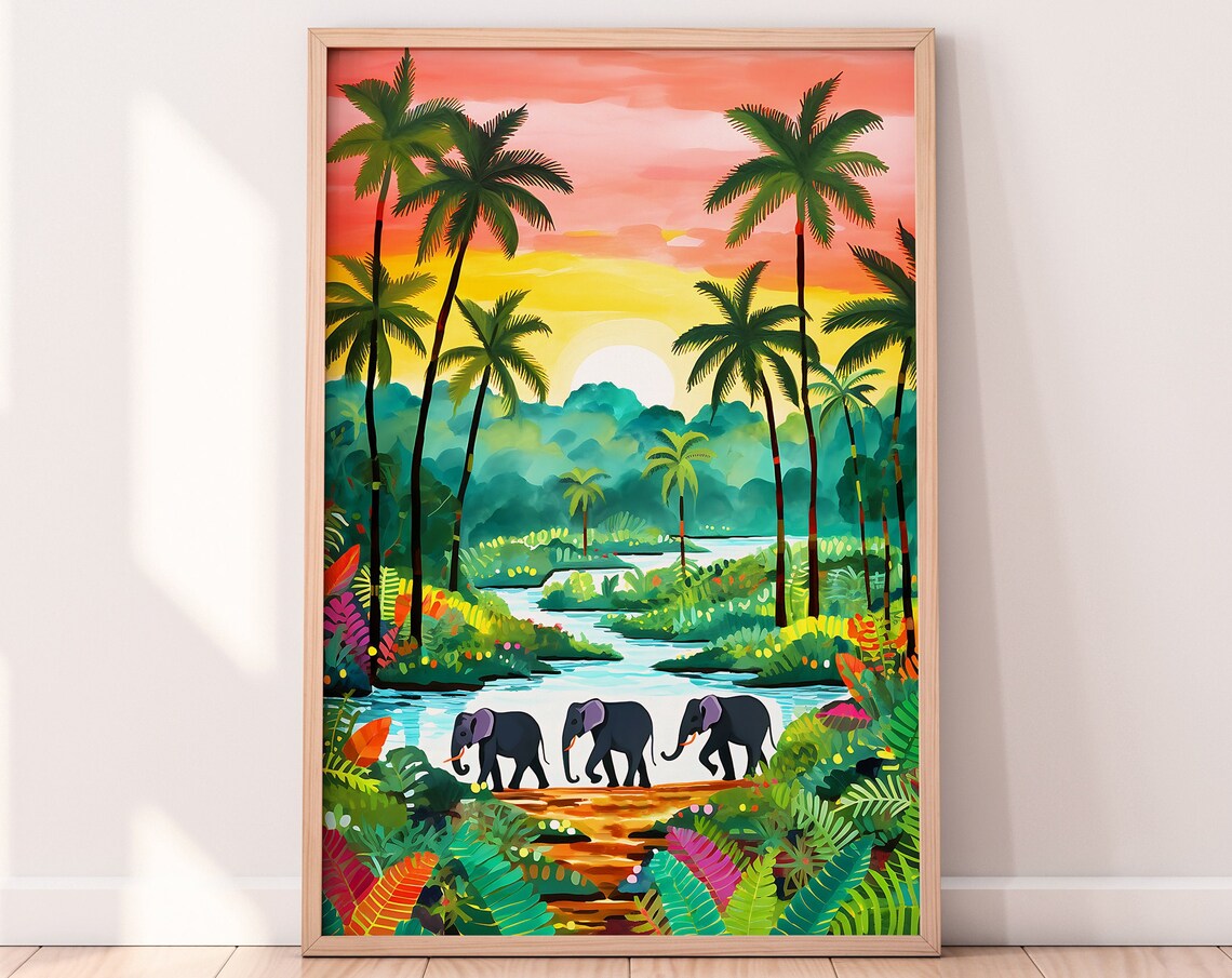Sri Lanka Travel Illustration Print, Udawalawe National Park - Image 2