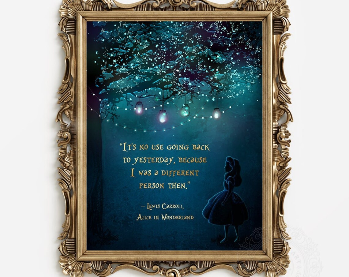 Alice In Wonderland Quote Print, Gold Classic Lit
