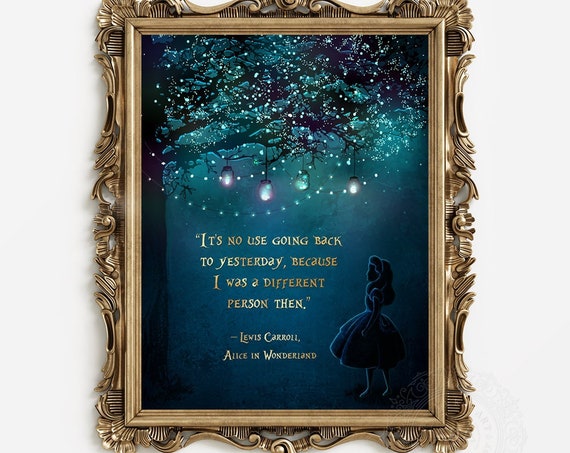 Alice In Wonderland Quote Print, Gold Classic Lit