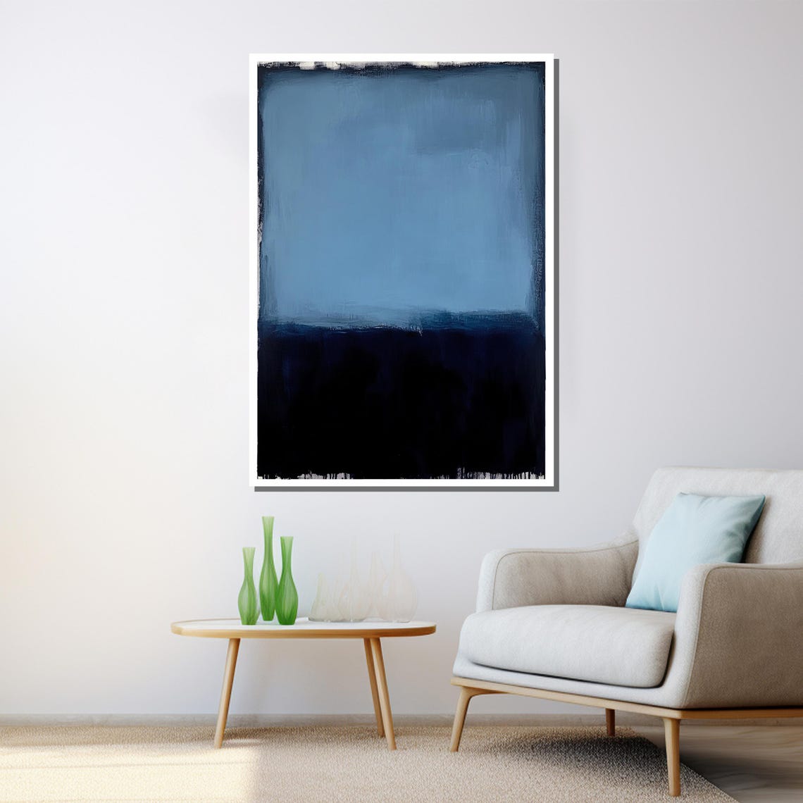 Mark Rothko Serene Light Dark Blue Two Tone Color Field Art Print - Image 3