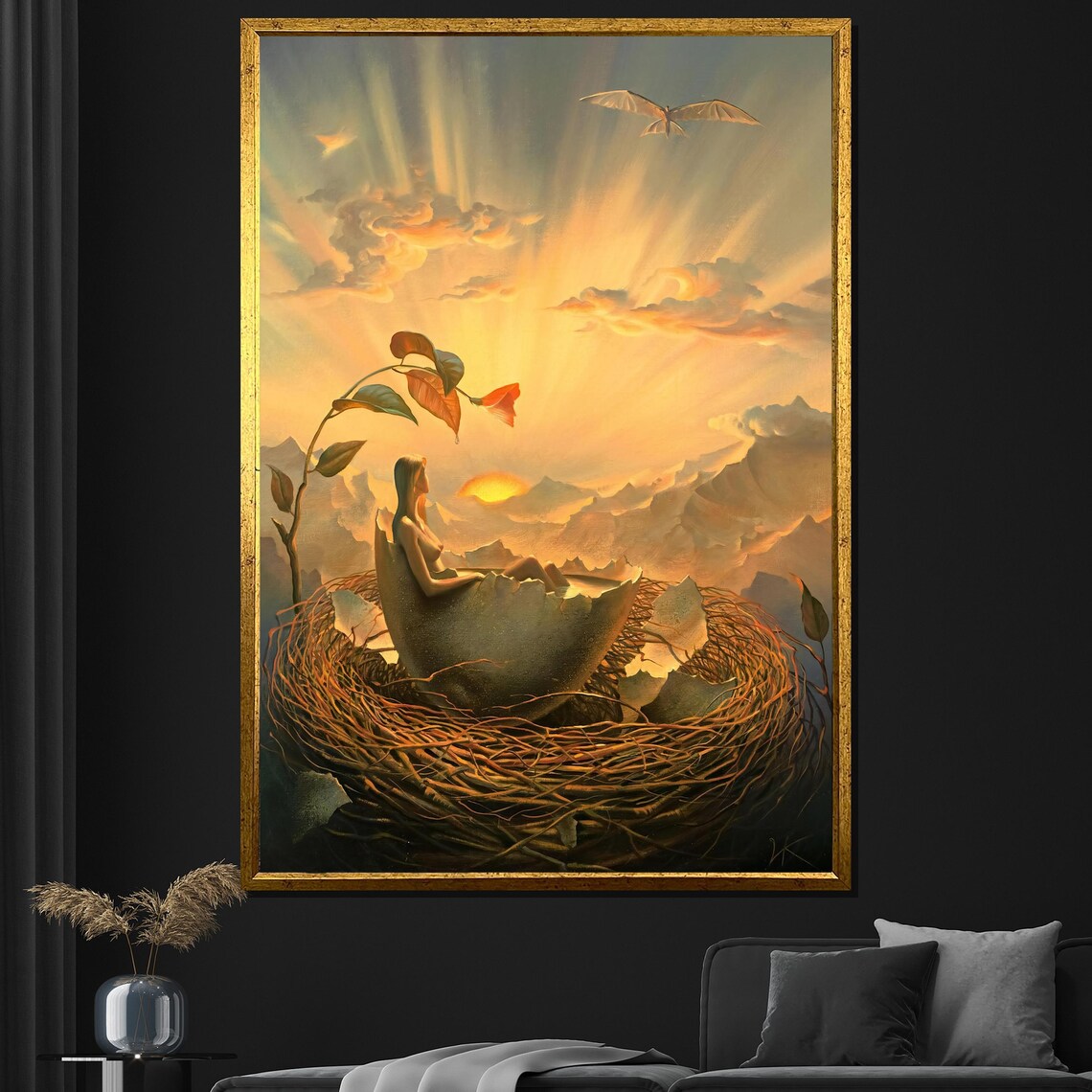 Morteza Katouzian Birth of Hope Egg Nest Sunrise Surreal Art Poster