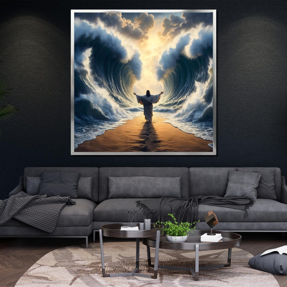 Moses Parting Red Sea Towering Waves Biblical Miracle Art Wall Poster - Image 4