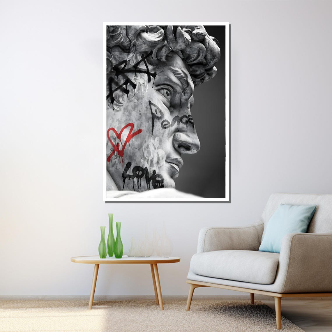 David Graffiti Pop Art Modern Wall Art With Bold Black And White Design For Home Decor Or Gift - Image 3