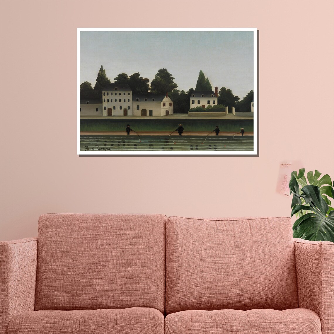 Henri Rousseau Fishermen River Bank Factory Naive Landscape Poster - Image 3