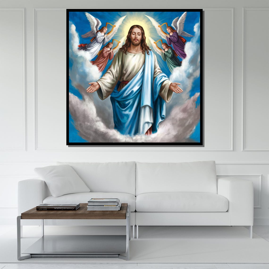 Jesus Ascension Angels Harps Heavenly Clouds Christian Art Wall Poster - Image 5