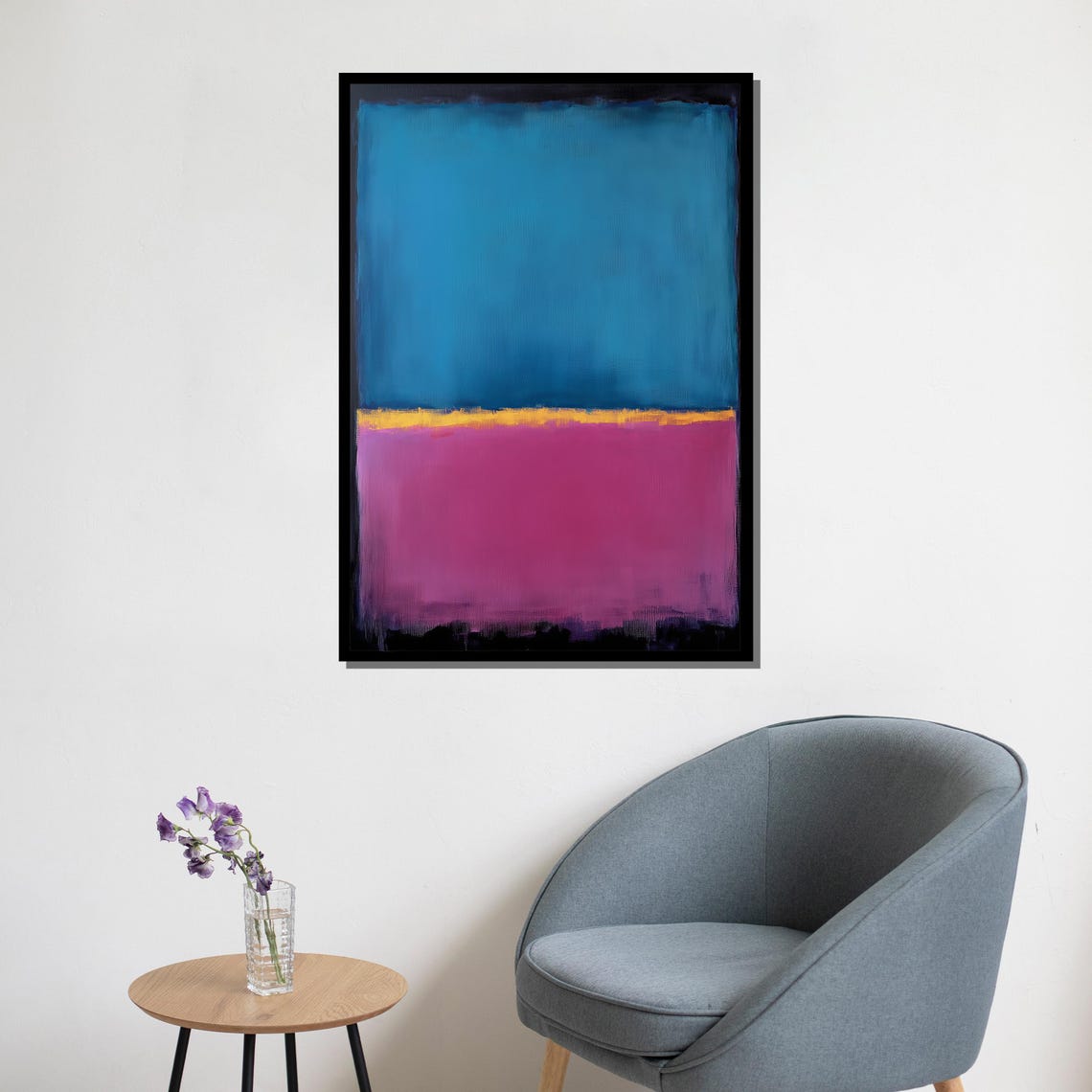 Mark Rothko Blue Pink Yellow Vivid Color Field Abstract Print - Image 5