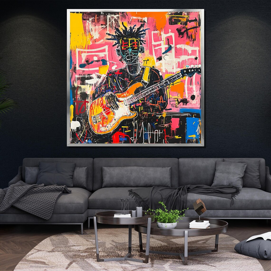 Basquiat Style Guitarist Colorful Graffiti Music Portrait Wall Poster - Image 4