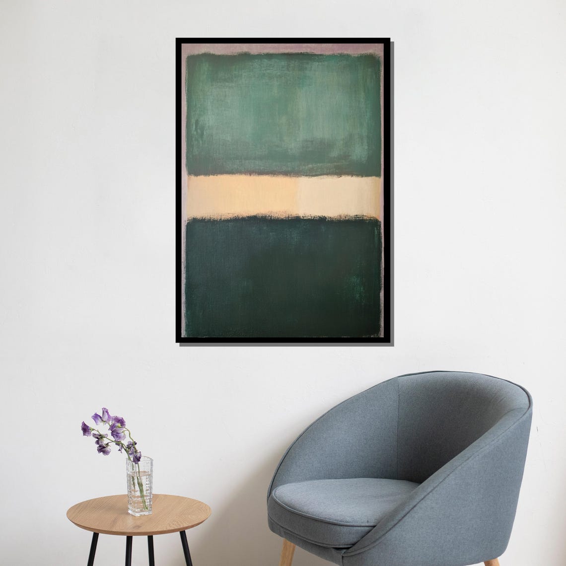 Mark Rothko Painting Green And Beige Abstract Artwork Modern Art Gift For Home Wall Decor - Image 5