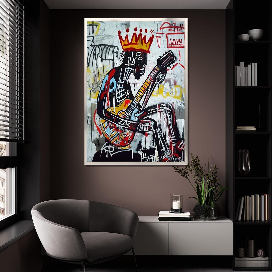 Abstract Guitarist Painting Bold Graffiti Inspired Wall Art Modern Music Artwork Unique Home Decor Gift - Image 4