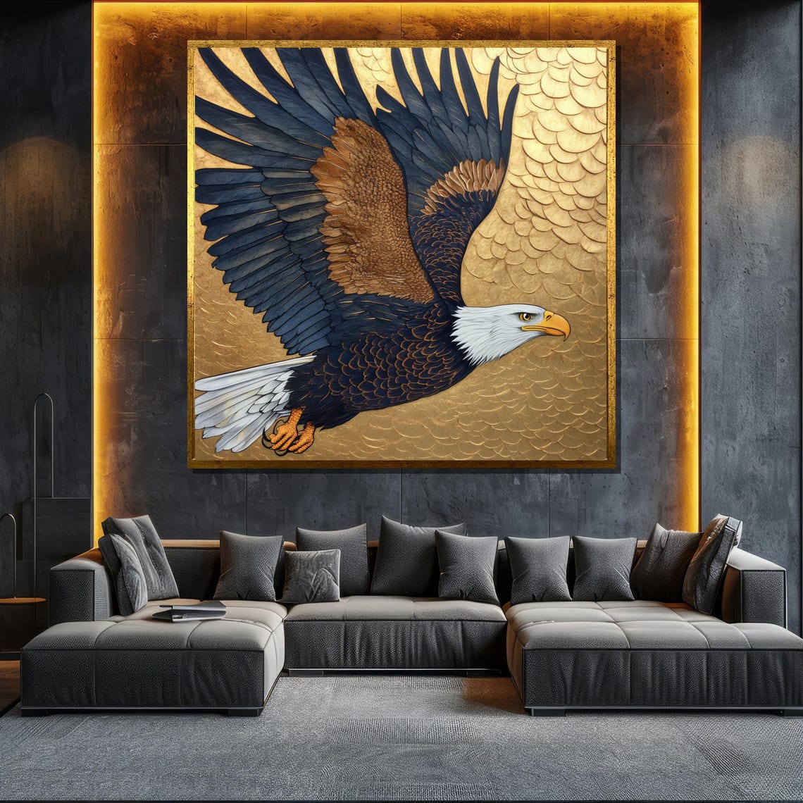 Bald Eagle Golden Soaring Majestic Flying Bird Of Prey Wall Art