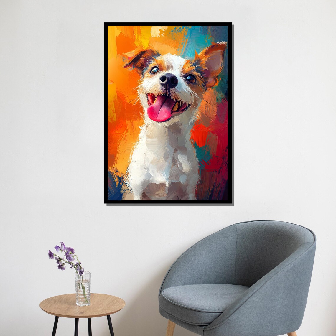 Happy Terrier Dog Colorful Brushstroke Tongue Out Pet Art Poster - Image 5