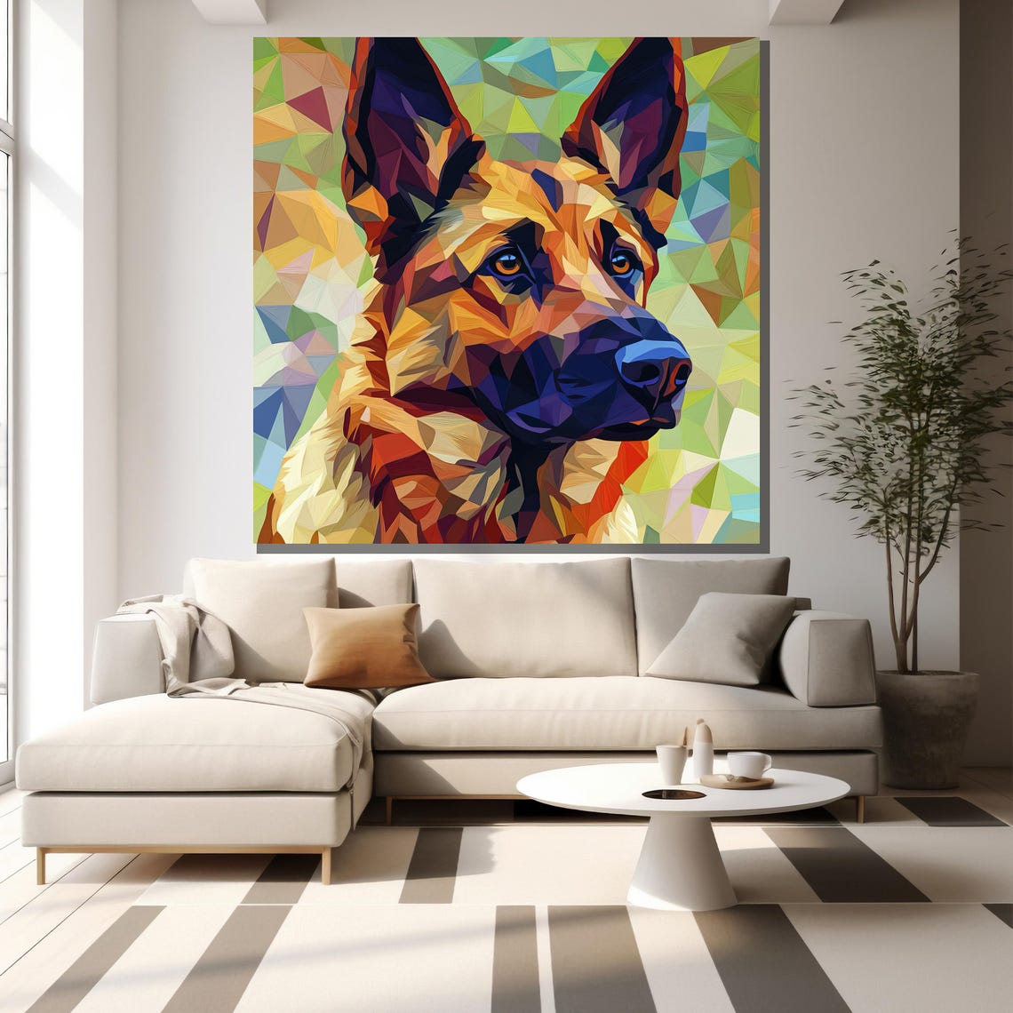 German Shepherd Geometric Low Poly Colorful Modern Dog Print - Image 2