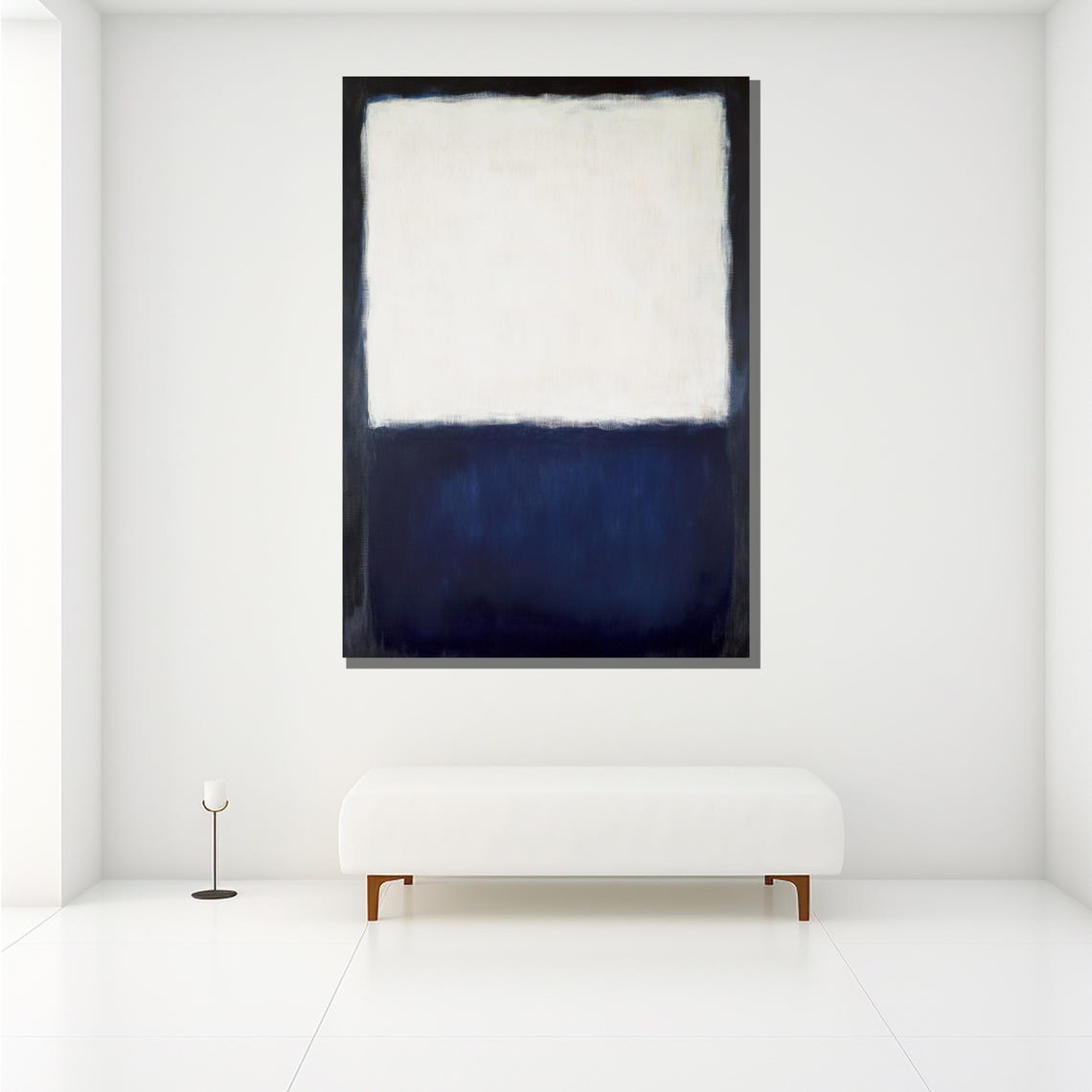 Mark Rothko White Deep Blue Crisp Color Field Abstract Print - Image 2