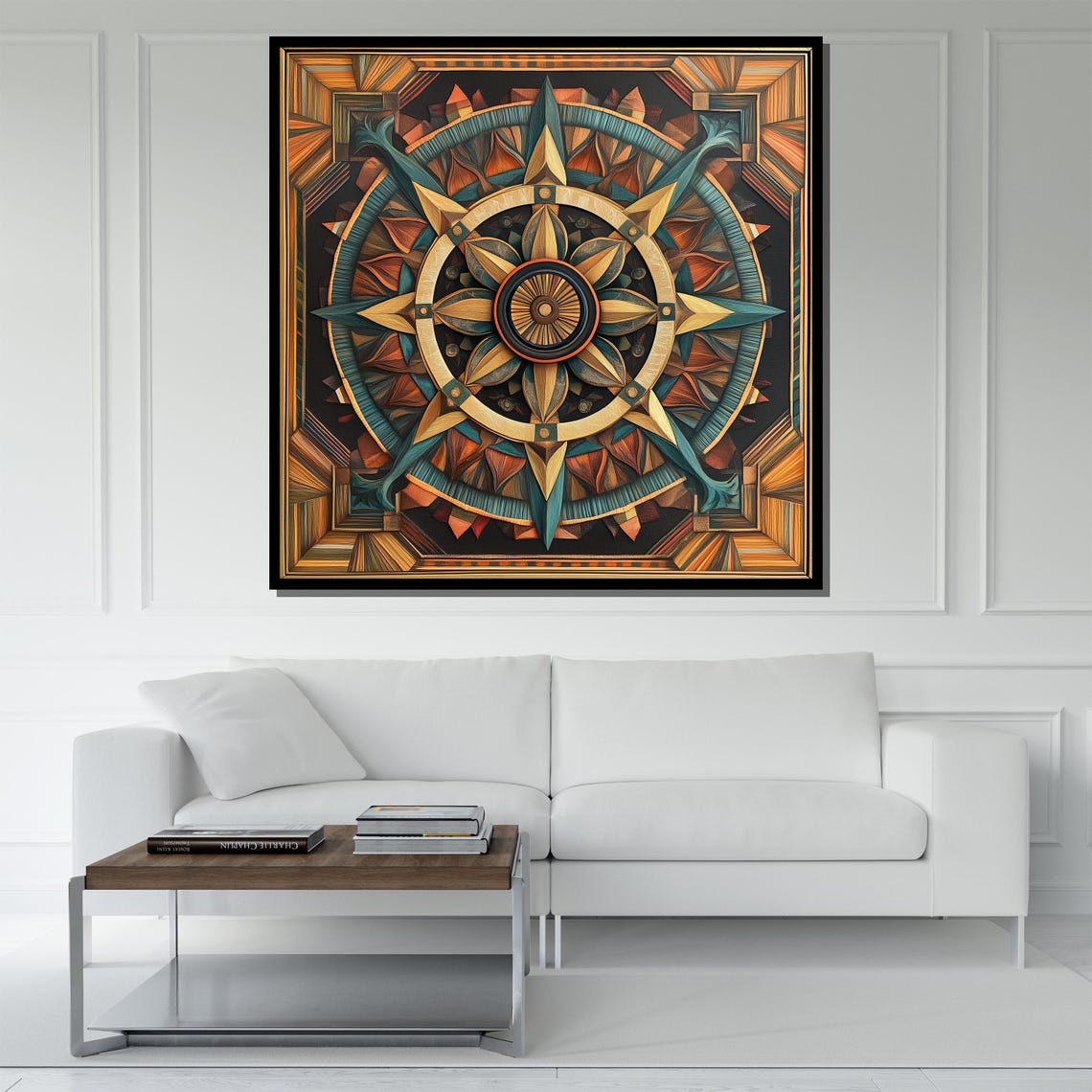 Intricate Compass Abstract Painting Modern Wall Art Unique Gift For Living Room Bold Home Decor Statement Piece - Image 5