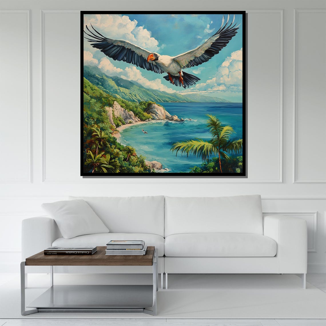 Soaring Seagull Flying Tropical Coast Palm Beach Ocean Bird Poster - Image 5