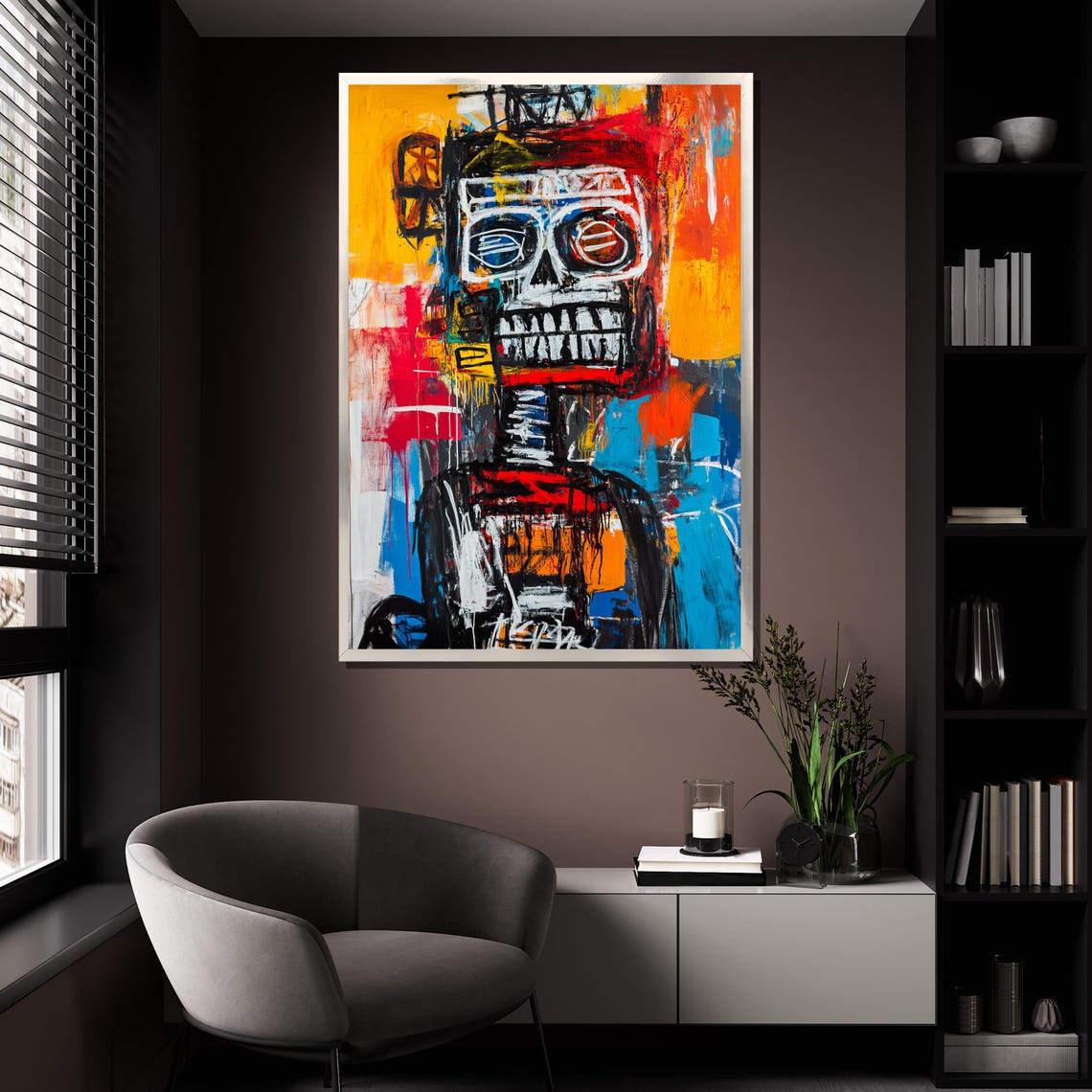 Basquiat Style Abstract Skull Bold Colorful Graffiti Wall Art Poster - Image 4