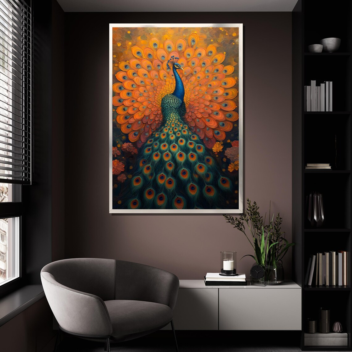 Peacock Feather Art Print, Elegant Wildlife Decor - Image 4