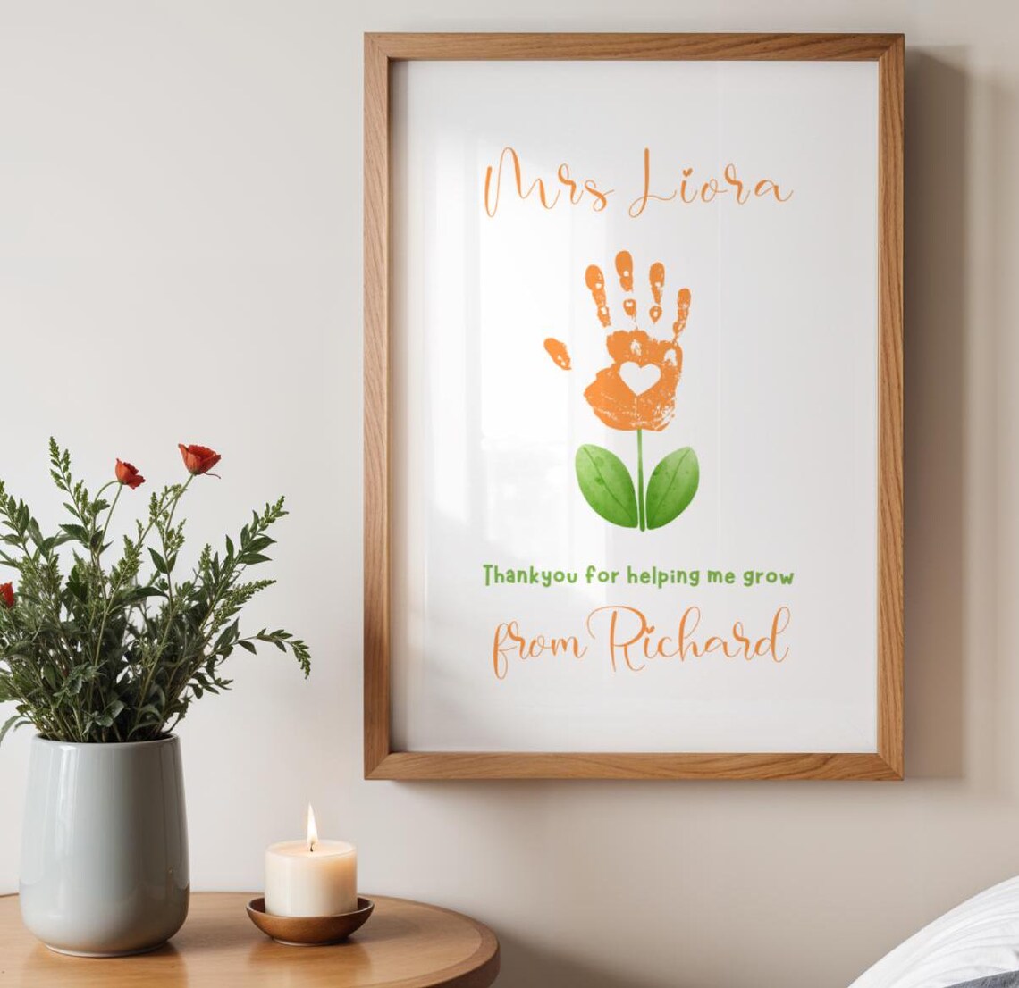 Teacher Appreciation Flower Hand Art Personalized Thank You Poster - Image 2