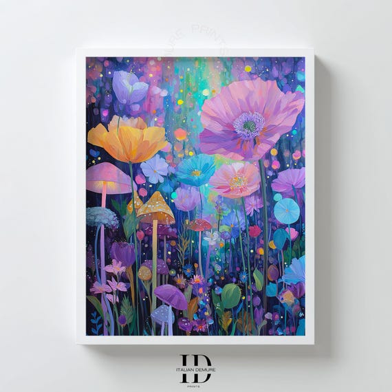 Vibrant Abstract Floral Wall Art Colorful Watercolor Flowers Dreamy Garden Painting Boho Decor