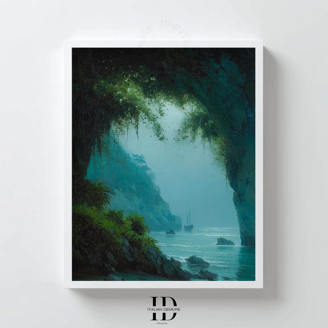 Tropical Sea Cave Coastal View Moody Ocean Arch Landscape Art Print