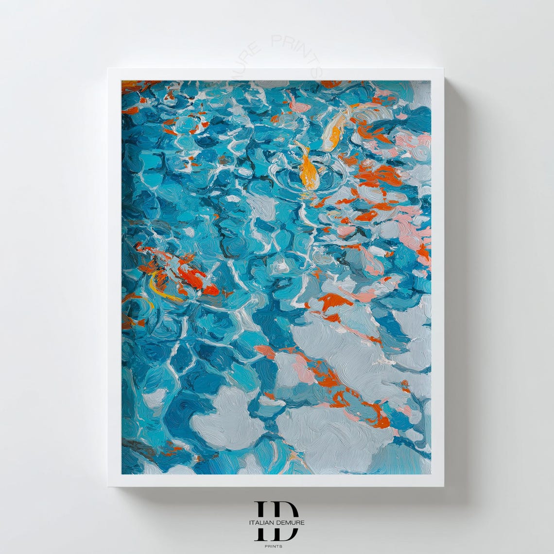 Turquoise Pool Water Ripples Abstract Impressionist Art Poster