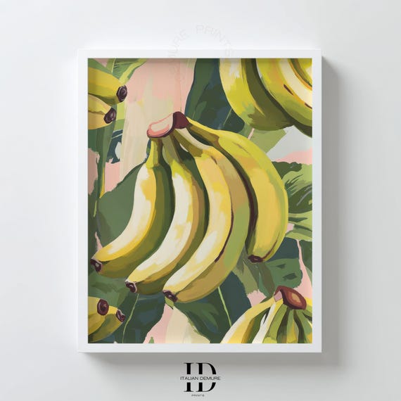 Tropical Banana Wall Art Print Vibrant Botanical With Pop Flair For Kitchen Dining Room Or Fruitthemed Decor