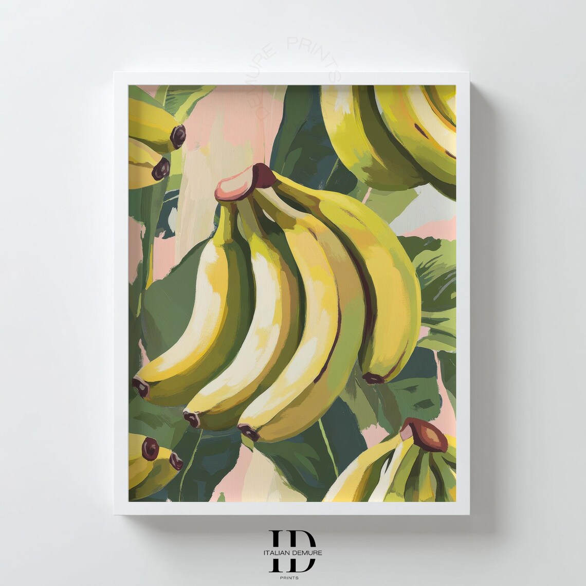 Ripe Bananas Tropical Fruit Still Life Modern Painting Poster