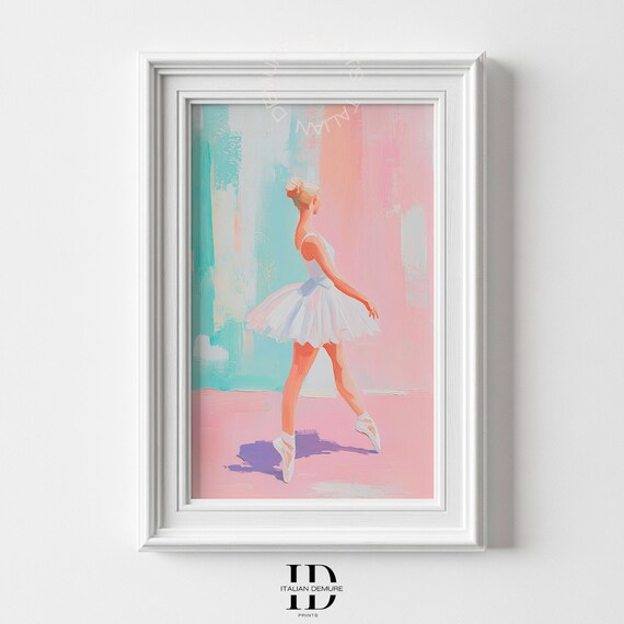 Elegant Ballerina Wall Art Pastel Ballet Dancer Print Graceful Painting Feminine Decor Artwork