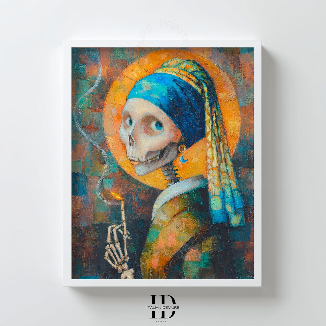 Skeleton Girl With Pearl Earring Gothic Pop Art Vermeer Parody Poster
