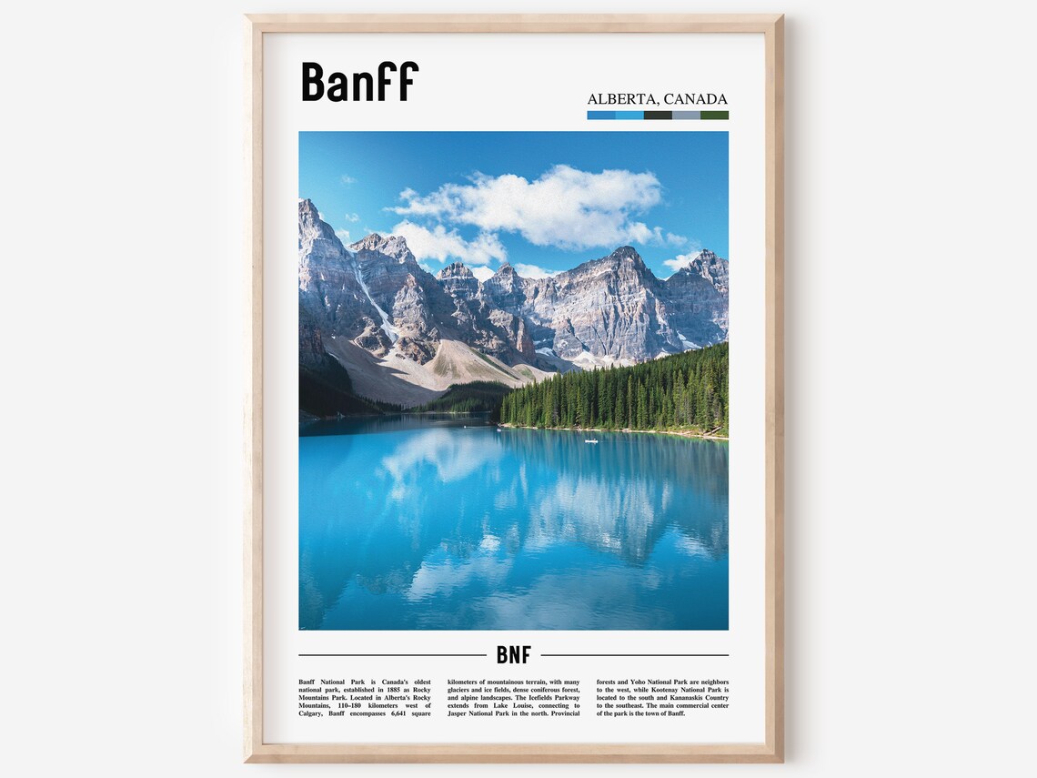 Banff Alberta Canada Moraine Lake Mountain Color Travel Poster