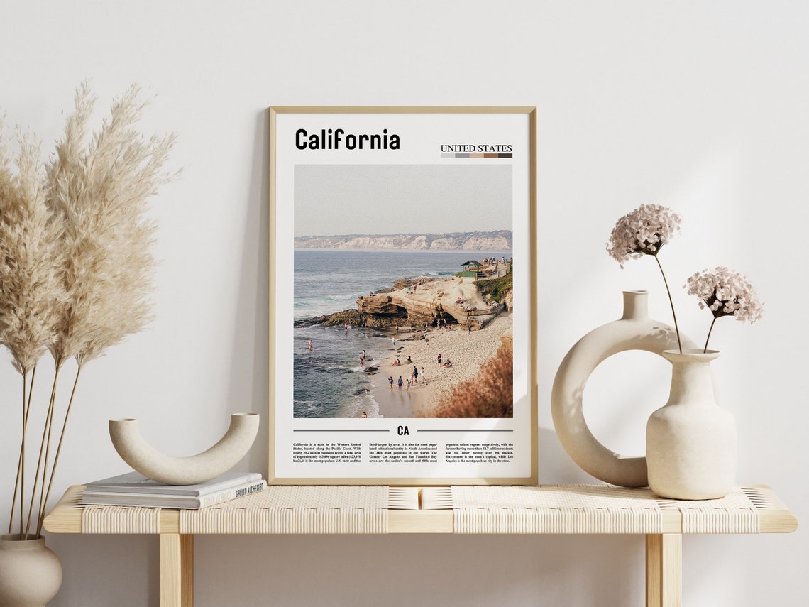 California Poster California Print California Wall Art Minimal Travel Print Minimal City Poster Travel Destination Oil Painting Poster - Image 3
